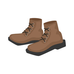 Brown boot icon in flat style on white background