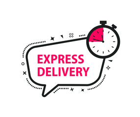 Fototapeta na wymiar Express delivery bubble. Timer icon with inscription for express service. Delivery concept. Fast delivery. Quick shipping icon. Vector illustration.
