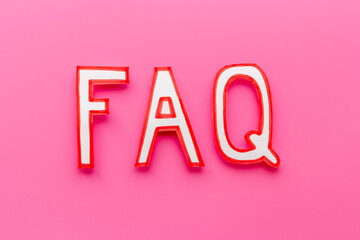 Faq - frequently asked questions - paper letters, top view