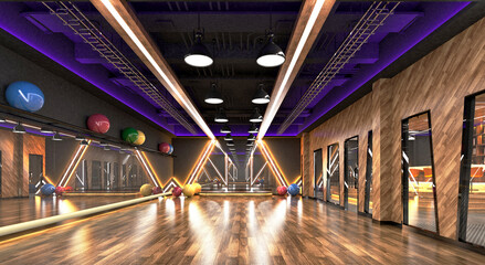 3d render of fitness gym workout plates studio