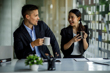 Team of business people working together in the meeting room office, teamwork background charts and graphs banner, double exposure successful teamwork, business planning concept.