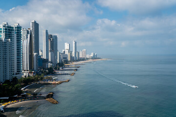 summer day showing the cartagena skyline in colombia - obrazy, fototapety, plakaty
