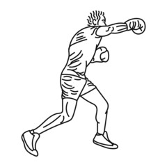 Fototapeta premium professional boxer black line illustration