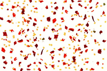 crushed red chili pepper or red chilli pepper in white background as food related concept