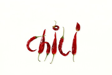 red chili pepper as text images in white background