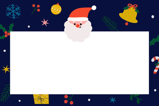 Rectangle Santa Christmas frame vector