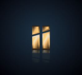 Modern Initial logo 2 letters Gold simple in Dark Background with Shadow Reflection II