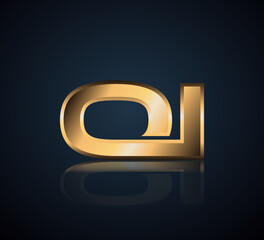 Modern Initial logo 2 letters Gold simple in Dark Background with Shadow Reflection OI