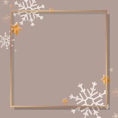 Gold frame with snowflake patterned vector