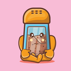 Cute black pepper bottle mascot with sad gesture isolated cartoon in flat style