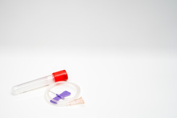 Test tubes collect blood samples for health checks. annual body for research laboratories and spaces for inserting medical text