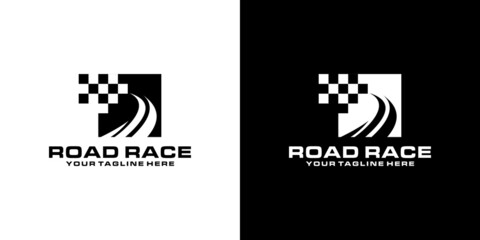 Race road logo design and race flags