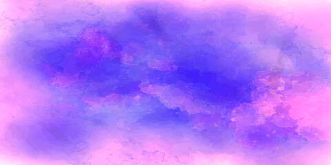 Obraz premium abstract pink and purple gradient watercolor background with brush stroke and clouds splashes. Grungy colorful background. Colorful watercolor background puffy clouds in bright colors of blue magenta.