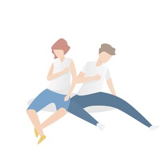 Obraz na płótnie Canvas Dyspnea and asthma Symptoms and Signs,Young people jogging until they are tired and have shortness of breath,Out of breath.Vector illustration.