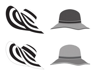 Various types of women's hats.