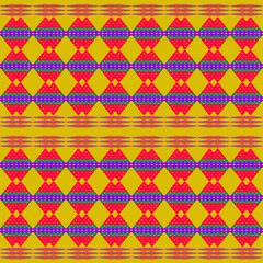 Seamless ethnic tribal retro fashion fabric pattern on golden background