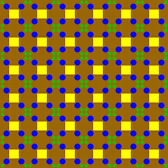 Cute fashion pattern, seamless floral circle square geometric pattern on brown background, for fabric and product printing, endless stitching.