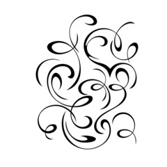 ornament 2056. decorative abstract ornament with curls in black lines on a white background