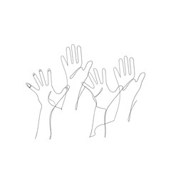 hand drawn doodle hand cheering up illustration vector in continuous line drawing