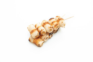 grilled tube shaped fish paste cake skewer