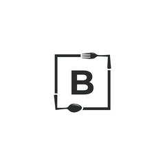 Restaurant Logo. Initial Letter B with Spoon Fork for Restaurant Logo Icon Design Template