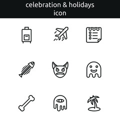 celebration and holidays icon set outline style 