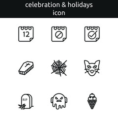 celebration and holidays icon set outline style 