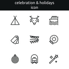 celebration and holidays icon set outline style 