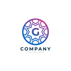 Letter G Inside Circle Shape Logo Design Template Element