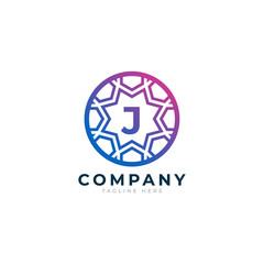 Letter J Inside Circle Shape Logo Design Template Element