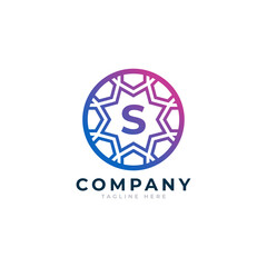 Letter S Inside Circle Shape Logo Design Template Element