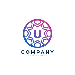 Letter U Inside Circle Shape Logo Design Template Element