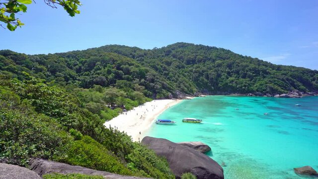 Beautiful tropical sandy beach nature View of ocean sea at Similan Islands No.8 On November 15, 2021 Similan Islands Beautiful island in Phang Nga, Thailand Nature and travel concept