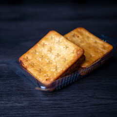 Tape Kabin, Indonesian Typical Food, made from cracker or biscuit and combine with tape