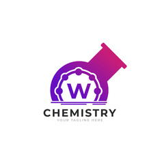 Letter W Inside Chemistry Tube Laboratory Logo Design Template Element