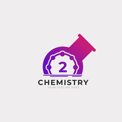 Number 2 Inside Chemistry Tube Laboratory Logo Design Template Element