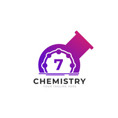 Number 7 Inside Chemistry Tube Laboratory Logo Design Template Element