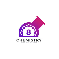 Number 8 Inside Chemistry Tube Laboratory Logo Design Template Element