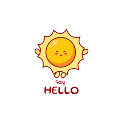 Cute funny sun character. Vector hand drawn cartoon mascot character illustration icon. Isolated on white background. outer space character concept