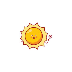 Cute funny sun character. Vector hand drawn cartoon mascot character illustration icon. Isolated on white background. outer space character concept