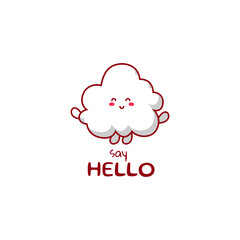 Cute funny cloud character. Vector hand drawn cartoon mascot character illustration icon. Isolated on white background.