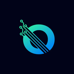 Tech Letter O Logo. Futuristic Vector Logo Template with Green and Blue Gradient Color. Geometric Shape. Usable for Business and Technology Logos.