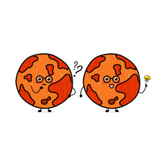 Cute funny mars character. Vector hand drawn cartoon mascot character illustration icon. Isolated on white background.