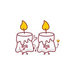 Cute funny candle character. Vector hand drawn cartoon mascot character illustration icon. Isolated on white background.