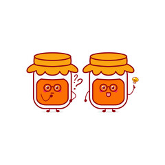 Cute funny jam character. Vector hand drawn cartoon mascot character illustration icon. Isolated on white background.