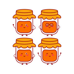 Cute funny jam character. Vector hand drawn cartoon mascot character illustration icon. Isolated on white background.