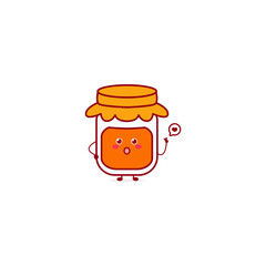 Cute funny jam character. Vector hand drawn cartoon mascot character illustration icon. Isolated on white background.