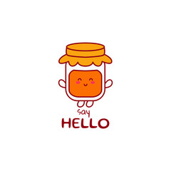 Cute funny jam character. Vector hand drawn cartoon mascot character illustration icon. Isolated on white background.