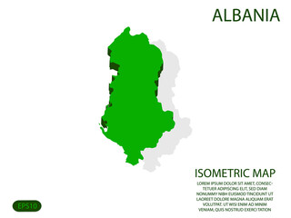 Green isometric map of Albania elements white background for concept map easy to edit and customize. eps 10