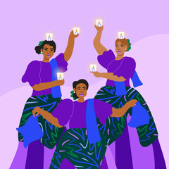 Illustration of women performing Philippine folk candle dance